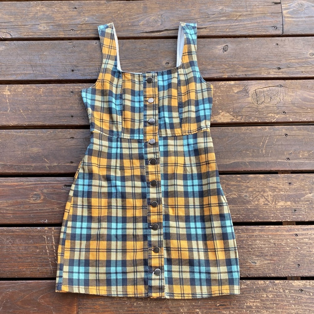 Urban Outfitters Plaid Button Front Clueless Dress